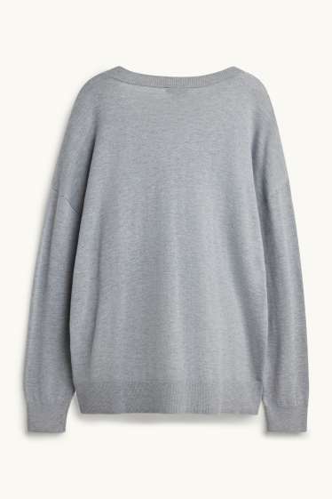 Femmes - Pull avec encolure en V - gris