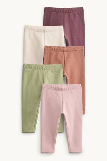 Bébés filles - Lot de 5 - leggings chauds pour bébé - vert / rose