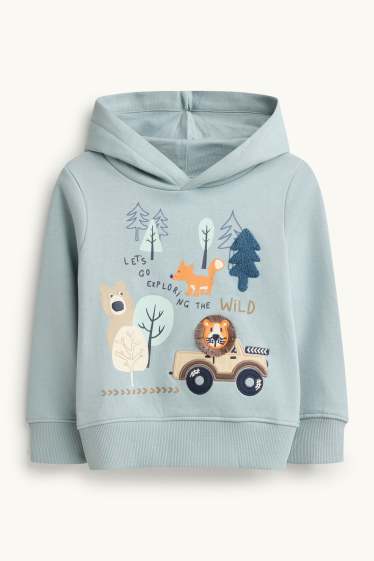 Kinderen: jongens - Wilde dieren - hoodie - lichtblauw