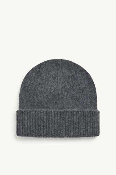 Women - Cashmere beanie - dark gray melange