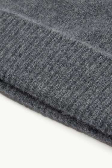 Women - Cashmere beanie - dark gray melange