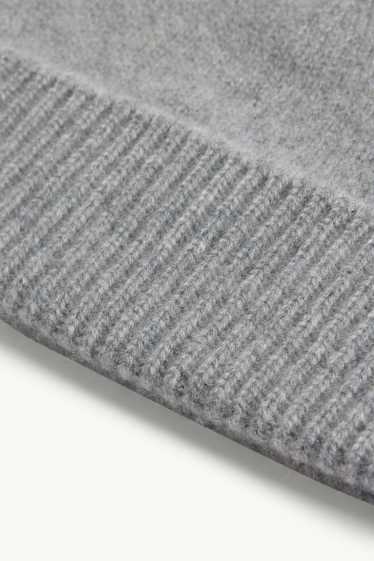 Damen - Kaschmir-Beanie - hellgrau