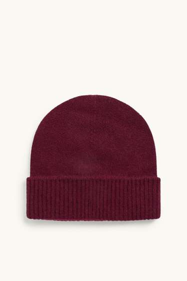 Women - Cashmere beanie - bordeaux