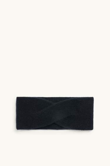 Femmes - Bandeau cheveux en cachemire - bleu foncé