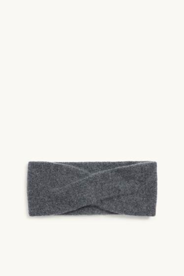 Femmes - Bandeau cheveux en cachemire - gris foncé