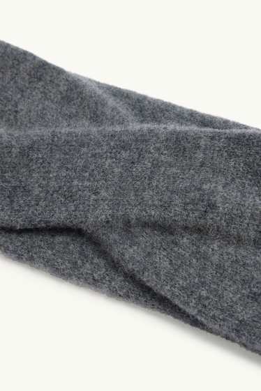 Femmes - Bandeau cheveux en cachemire - gris foncé