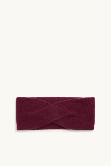 Femmes - Bandeau cheveux en cachemire - bordeaux
