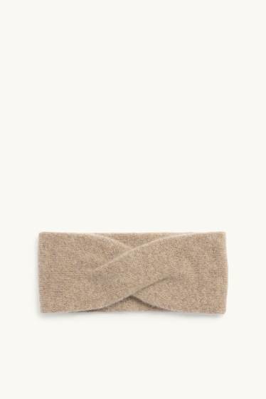 Femmes - Bandeau cheveux en cachemire - beige