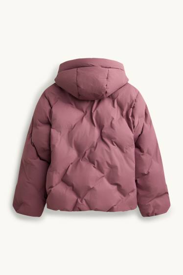 Kinder Mädchen - Steppjacke mit Kapuze - wasserabweisend - dunkelrosa