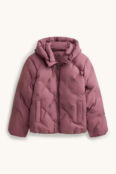 Kinder Mädchen - Steppjacke mit Kapuze - wasserabweisend - dunkelrosa