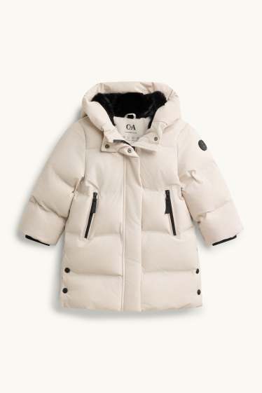 Kinder Mädchen - Funktions-Steppjacke mit Kapuze - gefüttert - cremeweiß