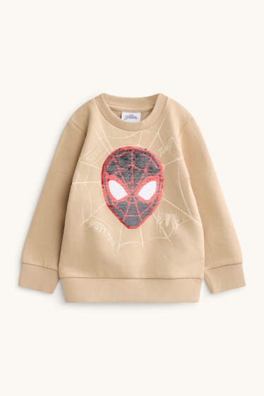 Enfants garçons - Spider-Man - sweat - effet brillant - beige