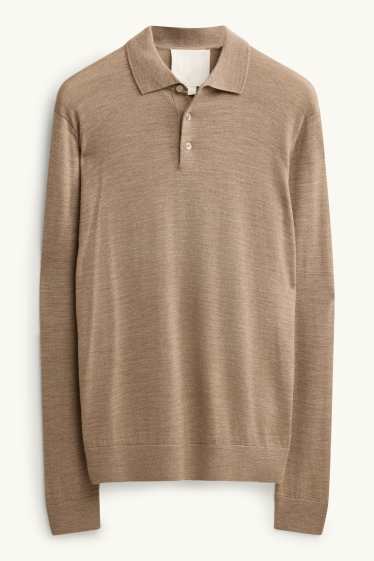 Herren - Merino-Pullover - beige-melange