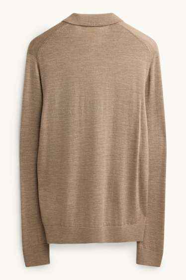 Herren - Merino-Pullover - beige-melange