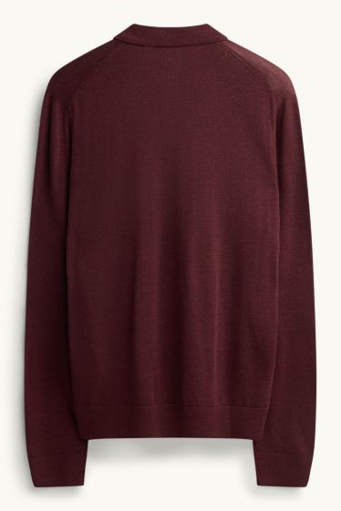 Herren - Merino-Pullover - bordeaux