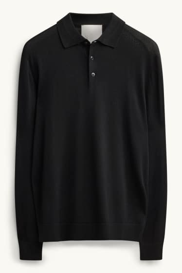 Herren - Merino-Pullover - schwarz