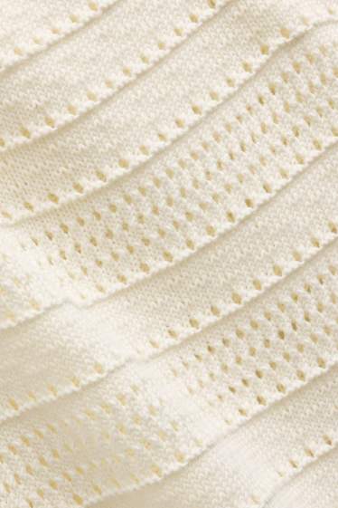 Damen - Strickpullover - kurzarm - cremeweiß