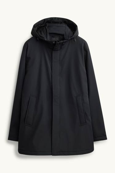 Hommes - Parka à capuche - doublée - finition déperlante - noir