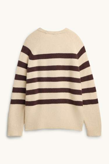 Donna - Maglione - righe - beige / marrone