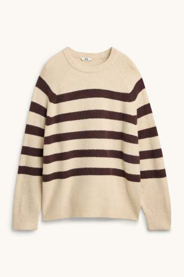 Donna - Maglione - righe - beige / marrone