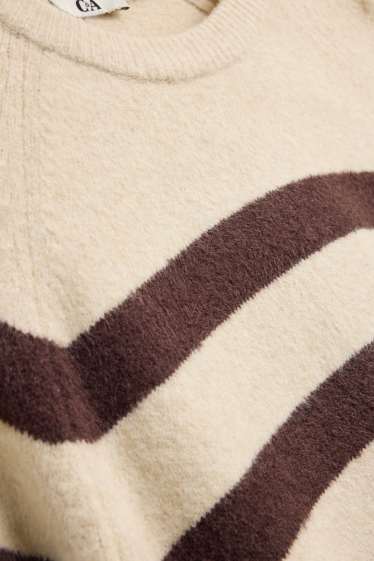 Donna - Maglione - righe - beige / marrone