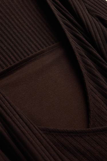 Femei - Tricou cu mânecă lungă pentru alăptare - relaxed fit - reiat - maro închis