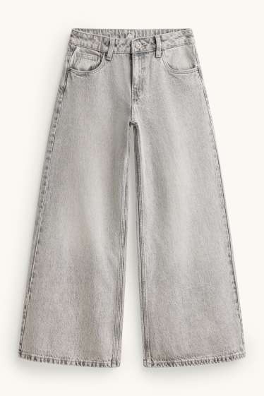 Děti - dívky - Wide leg jeans - džíny - světle šedé