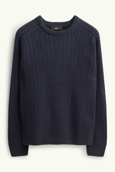 Herren - Pullover - Zopfmuster - dunkelblau