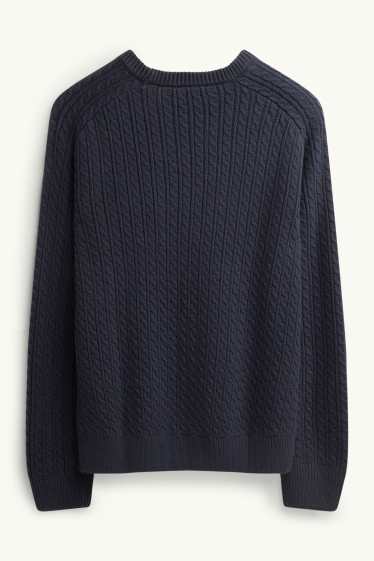 Herren - Pullover - Zopfmuster - dunkelblau