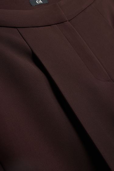 Femmes - Pantalon en toile - high waist - wide leg - marron foncé