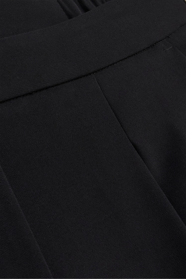 Damen - Stoffhose - High Waist - Wide Leg - schwarz