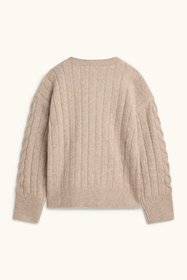 Damen - Strickjacke - Zopfmuster - beige
