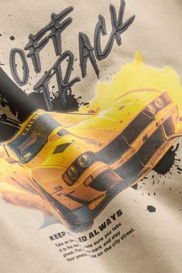 Kinder Buben - Auto - Sweatshirt - hellbraun