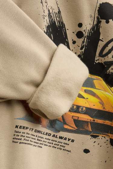 Kinder Buben - Auto - Sweatshirt - hellbraun