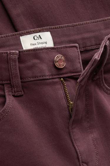 Women - Straight jeans - mid-rise waist - LYCRA ® - bordeaux