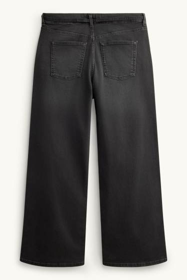 Dona - Wide Leg Jeans - mid waist - jog denim - LYCRA® - texà gris fosc