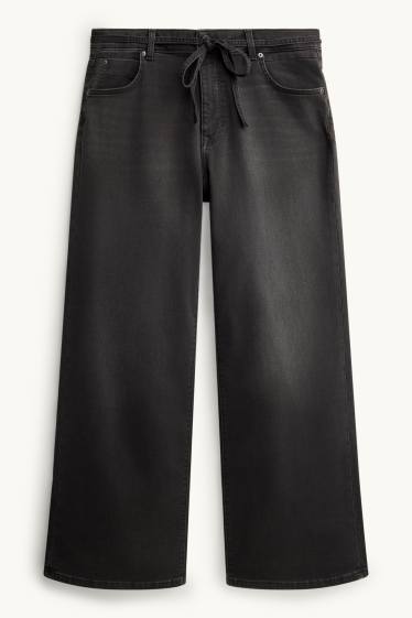 Dona - Wide Leg Jeans - mid waist - jog denim - LYCRA® - texà gris fosc