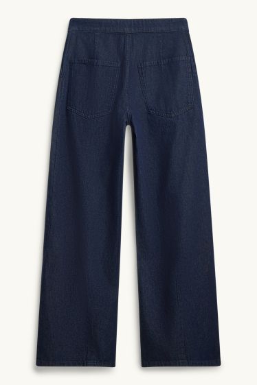 Damen - Wide Leg Jeans - Mid Waist - dunkeljeansblau