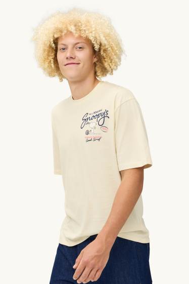 Herren - T-Shirt - Oversized - Snoopy - cremefarben