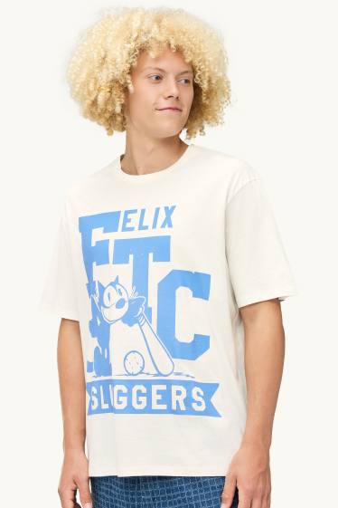 Uomo - T-shirt - oversize - Felix the Cat - bianco crema