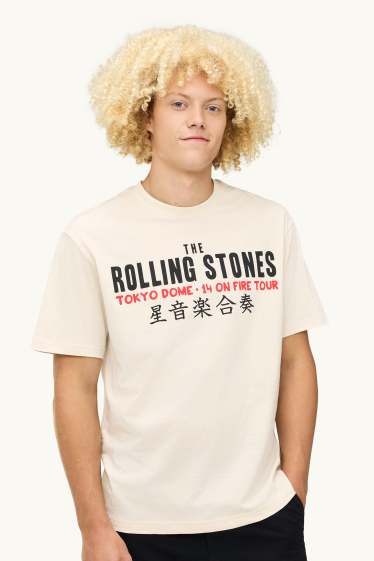 Herren - T-Shirt - Relaxed Fit - Rolling Stones - beige