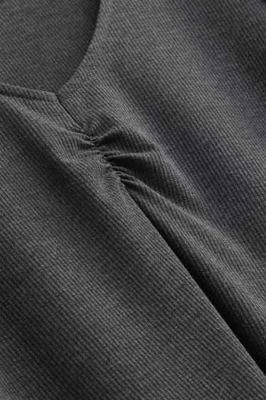 Femei - Bluză de pijama - reiată - antracit