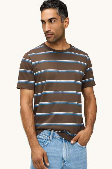 Herren - T-Shirt - Regular Fit - gestreift - braun / blau