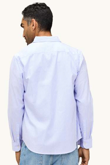 Hombre - Camisa - regular fit - button down - de rayas - blanco / azul claro