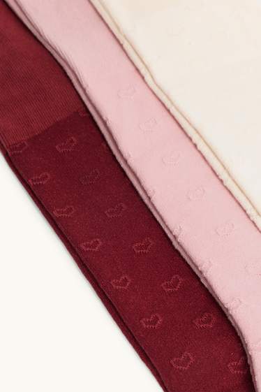 Baby Mädchen - Multipack 3er - Herzchen - Baby-Strumpfhose - rosa / dunkelrot