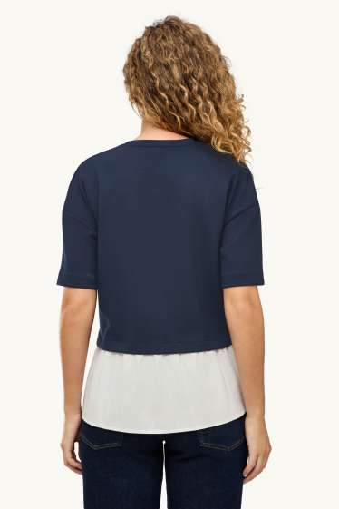 Donna - Felpa - effetto sovrapposto - blu scuro