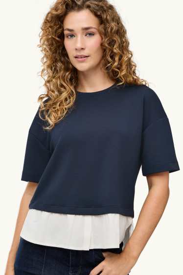 Donna - Felpa - effetto sovrapposto - blu scuro