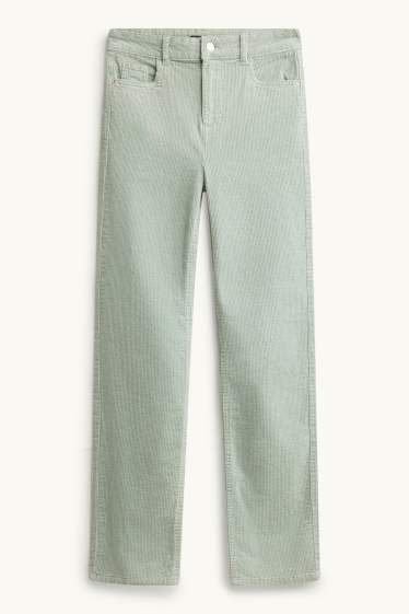 Damen - Cordhose - High Waist - Straight Fit - LYCRA ® - mintgrün