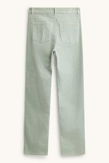 Damen - Cordhose - High Waist - Straight Fit - LYCRA ® - mintgrün