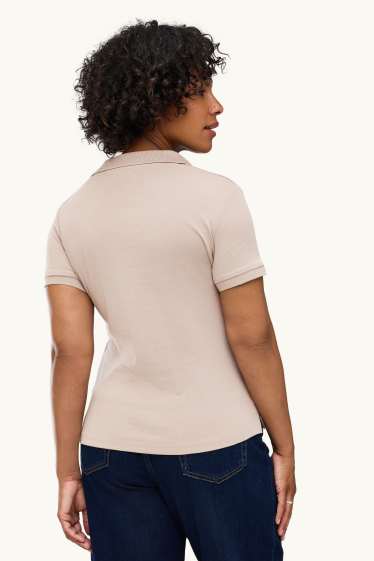 Women - Polo shirt - regular fit - beige